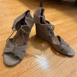 Dolce Vita Taupe Lace-Up Wedges